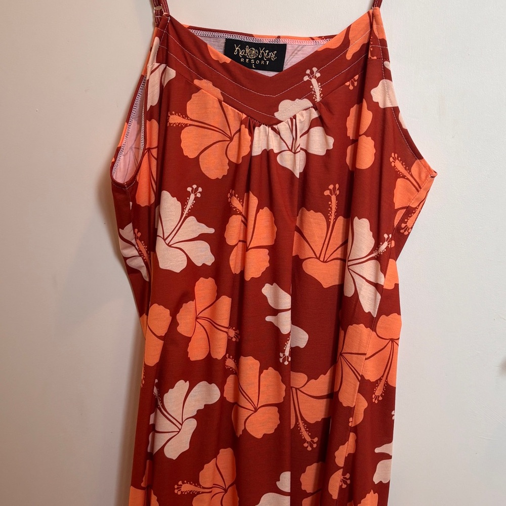 Kalokini Orange Hibiscus Spaghetti strap Dress